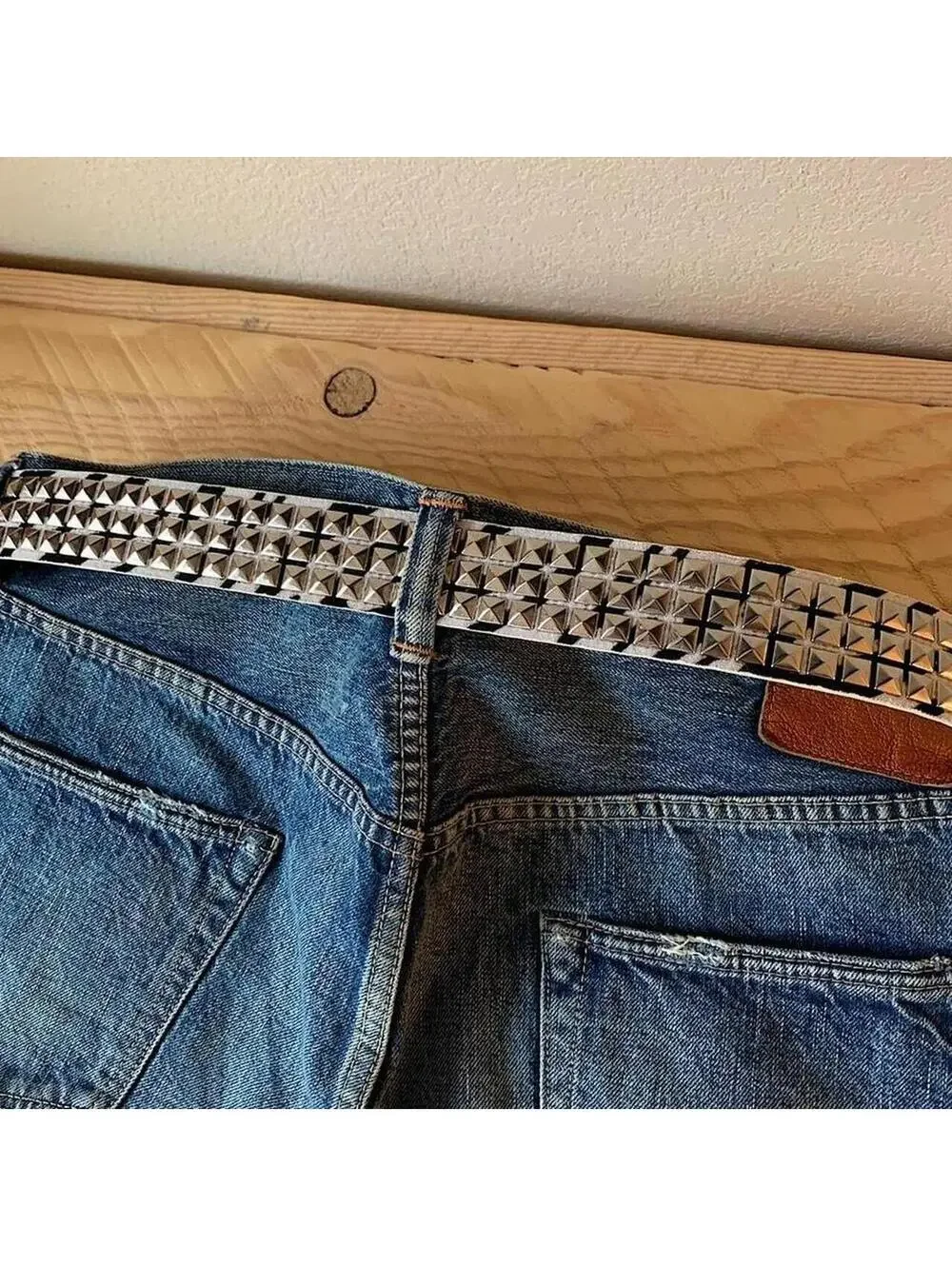 Y2K Cyber 2000s Style Zebra White Fur Studded Silver Belt